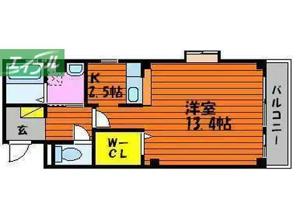 プレゼンス白石(1K/1階)の間取り写真