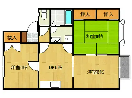 シャンブル桜木C棟(3DK/2階)の間取り写真