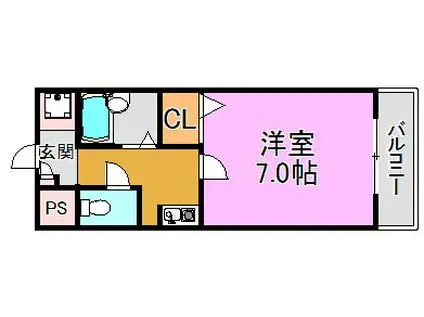 エスポワール吉川(1K/6階)の間取り写真