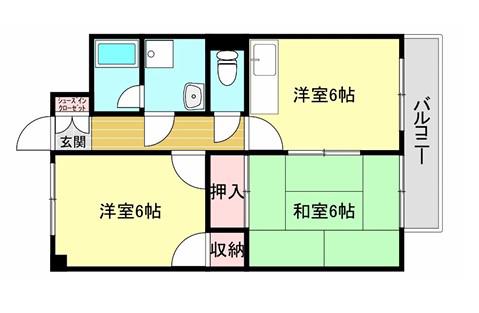 MISTRAL神子岡前(2DK/5階)の間取り写真