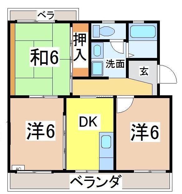 スカイコート高尾台(3DK/1階)の間取り写真