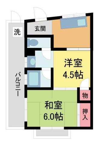 コーポヤオゼン(2DK/4階)の間取り写真