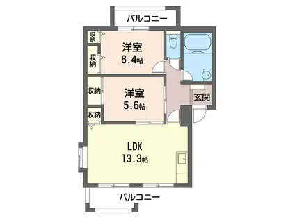 グランディール大和(2LDK/2階)の間取り写真