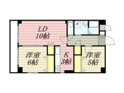 リベルタ国立(2LDK/2階)の間取り写真