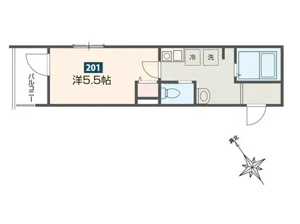 メルディア相模大野(1K/2階)の間取り写真