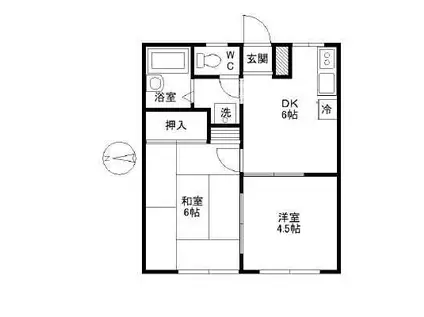 ミスズハイム(2DK/1階)の間取り写真