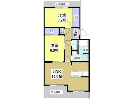 アバンテヤマカ(2LDK/2階)の間取り写真