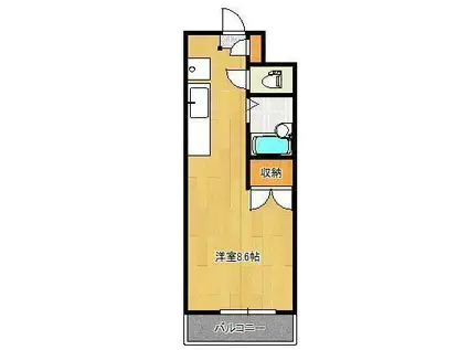 コーポラスK2(ワンルーム/4階)の間取り写真