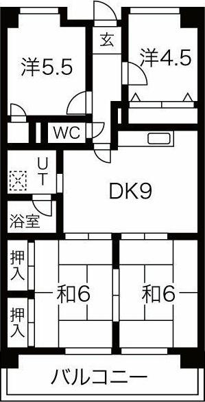 大椿ビルV(4DK/3階)の間取り写真