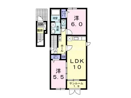 エチュード(2LDK/2階)の間取り写真