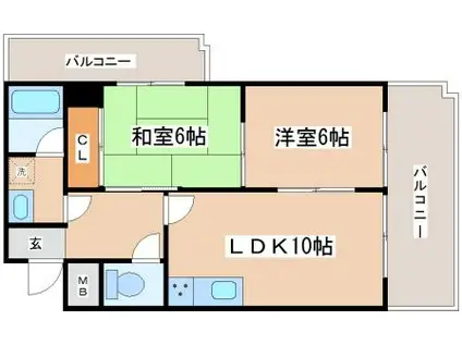 ルミエール星ヶ丘(2LDK/2階)の間取り写真