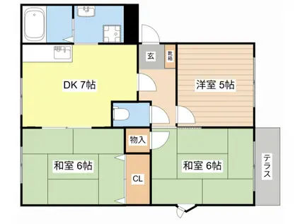 ピアコート(3DK/1階)の間取り写真