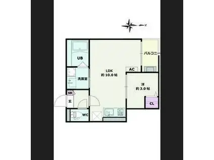 JACK MOTOSHIBATANISHI I(1LDK/3階)の間取り写真