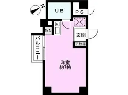 グローリア初穂草加(ワンルーム/2階)の間取り写真