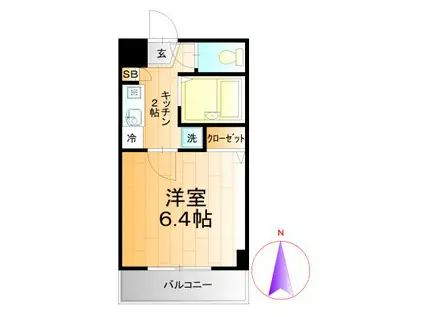 ミリアビタNO.1(1K/6階)の間取り写真