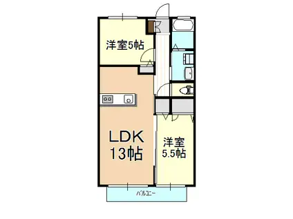 ピュアパレス弐番館(2LDK/2階)の間取り写真