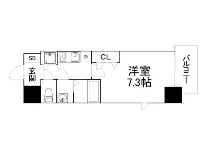 プランドール北浜(1K/5階)の間取り写真