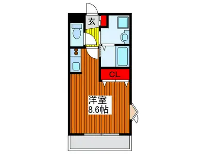 アムール青木(ワンルーム/2階)の間取り写真