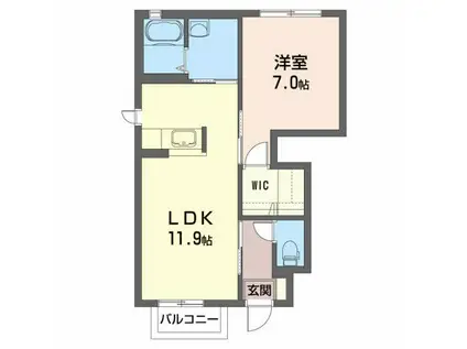 ティアラハウス(1LDK/1階)の間取り写真