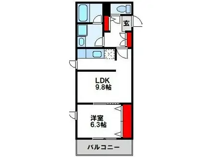 フリーリー守恒JR(1LDK/2階)の間取り写真