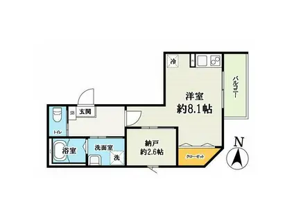 グラン大袋(ワンルーム/1階)の間取り写真