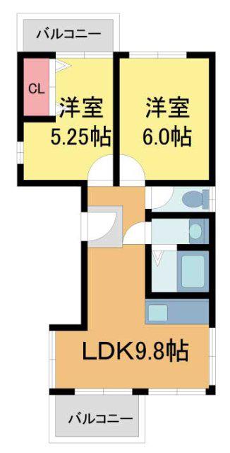 RSCOURT(2LDK/3階)の間取り写真