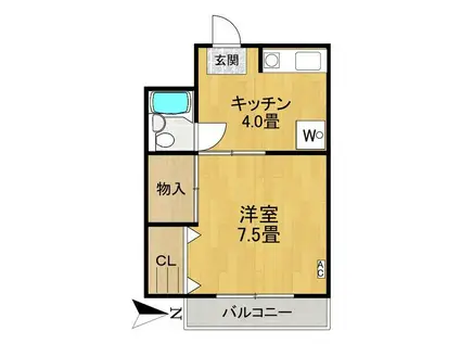石本ビル(1K/3階)の間取り写真