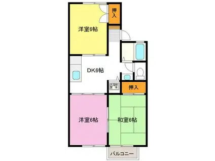 ストークハイツ国見(3DK/2階)の間取り写真