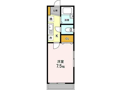 スマイル(1K/2階)の間取り写真