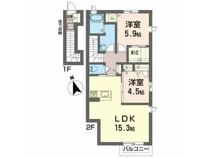 シャーメゾンルシエル(2LDK/2階)の間取り写真