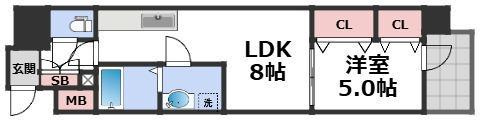 プレサンス心斎橋ニスト(1LDK/4階)の間取り写真