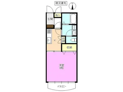 レジデンスヤマシチ D(1K/1階)の間取り写真