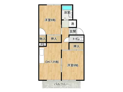 プレジール吟風(2DK/2階)の間取り写真