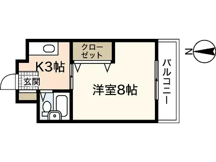 ソフィアコートリバーサイド天満ANNEX(1K/2階)の間取り写真