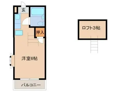 ブランドール立川(ワンルーム/2階)の間取り写真