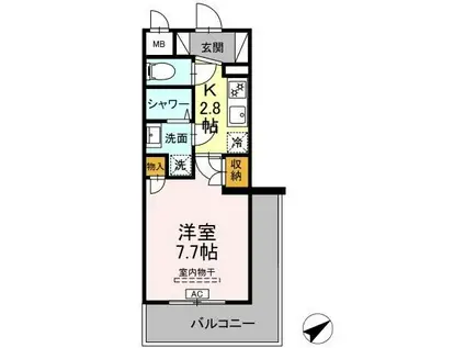 CINZA若林(1K/2階)の間取り写真