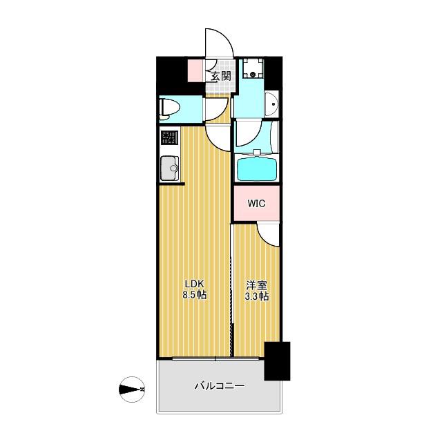 S-RESIDENCE烏森AUREATE(1LDK/11階)の間取り写真