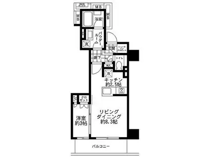 品川タワーレジデンス(1LDK/6階)の間取り写真