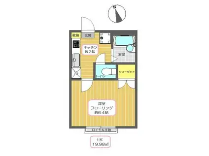 ブリリアント・アイ(1K/1階)の間取り写真