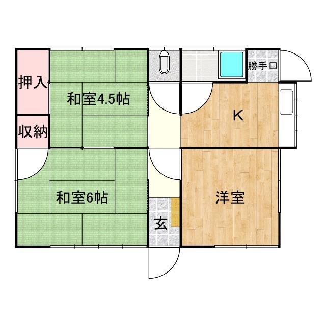 西深津町青山(3DK/1階)の間取り写真