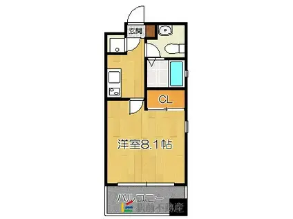 サヴォイ テンジン クォーター(1K/8階)の間取り写真