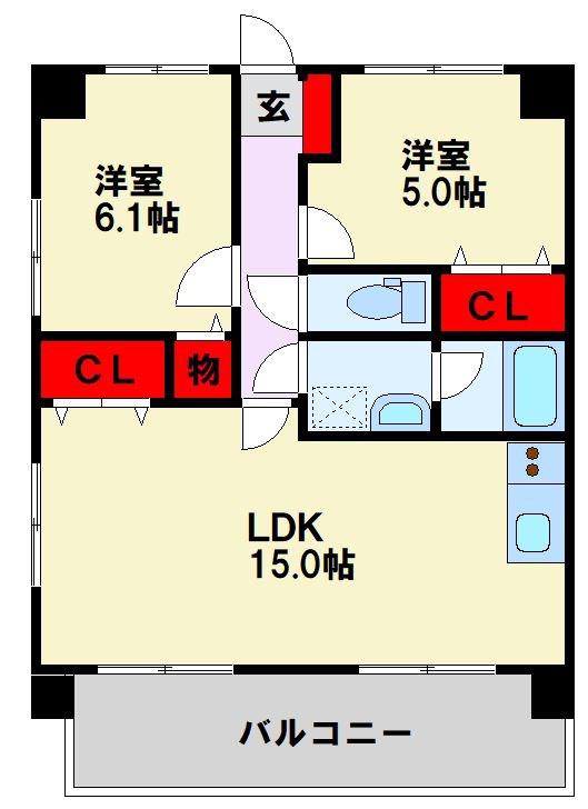 ライオンズマンション青山第3(2LDK/2階)の間取り写真