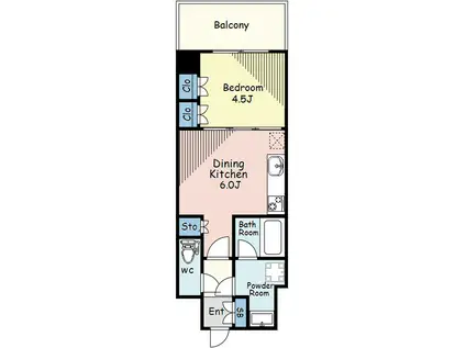 ヒューリック荏原(1DK/9階)の間取り写真