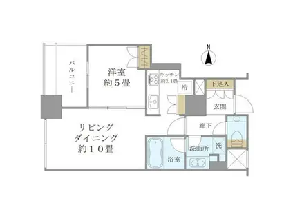 堂島ザ・レジデンスマークタワー 605(1LDK/6階)の間取り写真