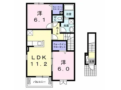 イースト ゼファー(2LDK/2階)の間取り写真