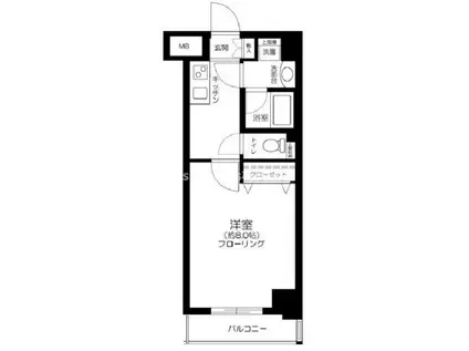 CALM.KOIWA ウエスト(1K/4階)の間取り写真