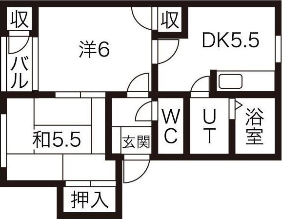 エクセレント(2DK/2階)の間取り写真