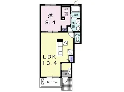 ルーベル太田C(1LDK/1階)の間取り写真