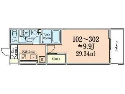 MOCXION稲毛小仲台(1K/1階)の間取り写真
