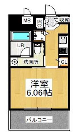 アリエ大阪城北(1K/5階)の間取り写真